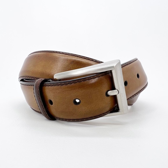 Magnanni Other - Magnanni Belt 'Catalux' Tabaco Brown Leather Nickel Belt Mens Size 40 New NWT